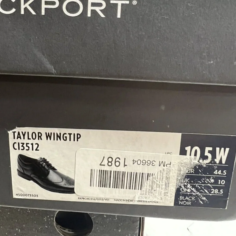 Rockport Mens Taylor Wingtip Oxford Black Size 10.5 Wide